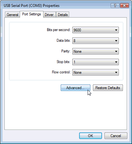 COM Port Settings