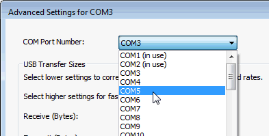 COM Port Advanced Settings